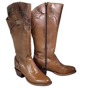 Redhawk Austria Vintage Tan Womens Tall Leather Boots Womens 7.5 NEW